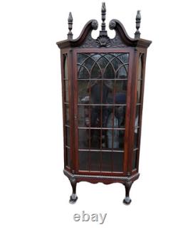 67132 Antique Victorian Mahogany Corner China Cabinet Curio