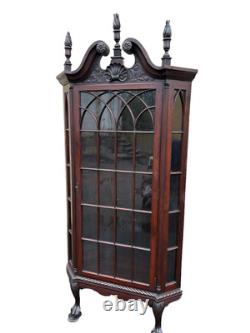 67132 Antique Victorian Mahogany Corner China Cabinet Curio
