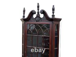 67132 Antique Victorian Mahogany Corner China Cabinet Curio