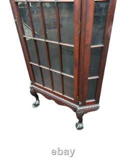 67132 Antique Victorian Mahogany Corner China Cabinet Curio