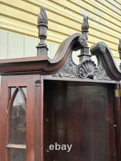 67132 Antique Victorian Mahogany Corner China Cabinet Curio