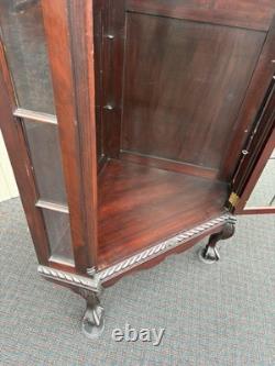 67132 Antique Victorian Mahogany Corner China Cabinet Curio