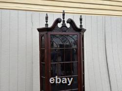 67132 Antique Victorian Mahogany Corner China Cabinet Curio