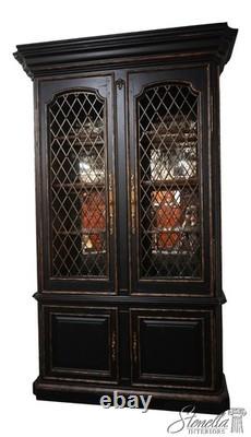 69061 MARGE CARSON Monumental Black Painted Finish China Cabinet