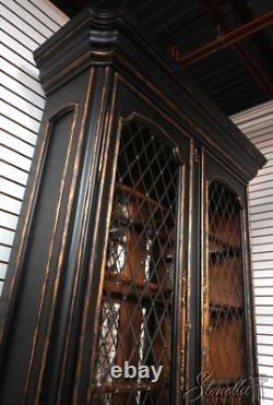69061 MARGE CARSON Monumental Black Painted Finish China Cabinet