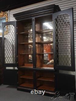 69061 MARGE CARSON Monumental Black Painted Finish China Cabinet