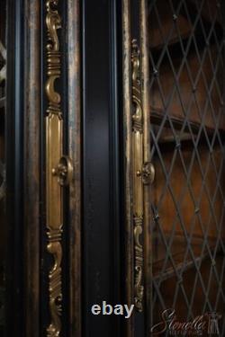 69061 MARGE CARSON Monumental Black Painted Finish China Cabinet