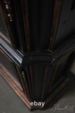 69061 MARGE CARSON Monumental Black Painted Finish China Cabinet