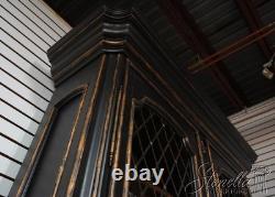 69061 MARGE CARSON Monumental Black Painted Finish China Cabinet
