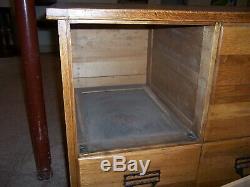 7' 3 General Store or Country Store Oak Seed Bean Counter Cabinet