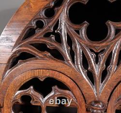 70 Tall Antique French Gothic Revival Oak Wood Cabinet/Liquor/Wine/Bar Cabinet