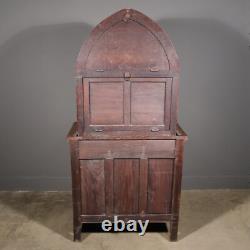 70 Tall Antique French Gothic Revival Oak Wood Cabinet/Liquor/Wine/Bar Cabinet