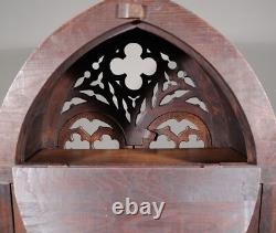 70 Tall Antique French Gothic Revival Oak Wood Cabinet/Liquor/Wine/Bar Cabinet