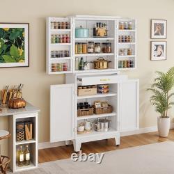 71 Metal Kitchen Pantry Storage Cabinet Organizer with Adjustable Shelve Drawer