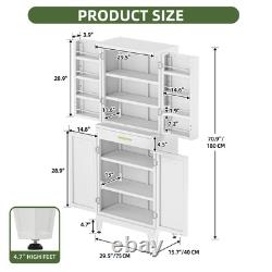 71 Metal Kitchen Pantry Storage Cabinet Organizer with Adjustable Shelve Drawer