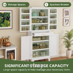 71 Metal Kitchen Pantry Storage Cabinet Organizer with Adjustable Shelve Drawer