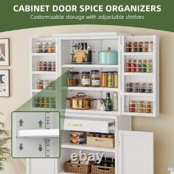 71 Metal Kitchen Pantry Storage Cabinet Organizer with Adjustable Shelve Drawer