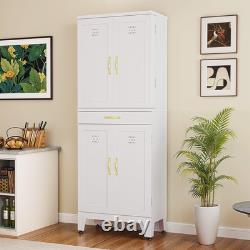 71 Metal Kitchen Pantry Storage Cabinet Organizer with Adjustable Shelve Drawer