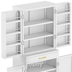 71 Metal Kitchen Pantry Storage Cabinet Organizer with Adjustable Shelve Drawer