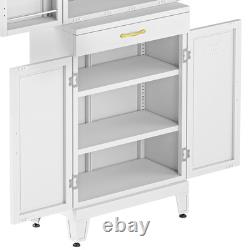 71 Metal Kitchen Pantry Storage Cabinet Organizer with Adjustable Shelve Drawer