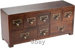 8 Drawers Wood Apothecary Medicine Cabinet Label Holder Organizer Card Catalog