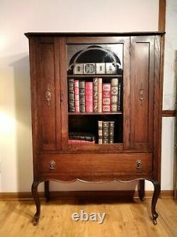 AMAZING CONDITION! Antique Quarter Sawn Oak Curio Cabinet Bookcase Glass