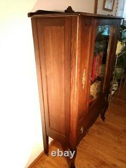 AMAZING CONDITION! Antique Quarter Sawn Oak Curio Cabinet Bookcase Glass