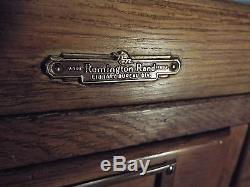 Antique 12 Drawer Remington Rand Card File With Heavy Brass Hardware