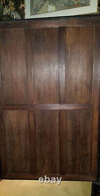ANTIQUE 19c HEAVILY CARVED ROSEWOOD ARMOIRE with BEVELED MIRROR & PAW FEET
