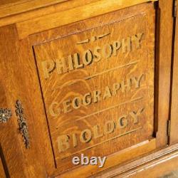 ANTIQUE 19thC ENGLISH OAK PAIR OF ESTATE LIBRARY CABINETS c. 1890