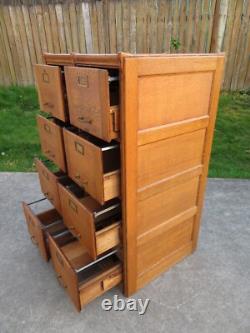 ANTIQUE Arts & Crafts OAK 8 DRAWER FILING CABINET Mission INDUSTRIAL Office