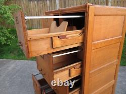 ANTIQUE Arts & Crafts OAK 8 DRAWER FILING CABINET Mission INDUSTRIAL Office