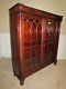 Antique Bookcase, Cabinet, Locking Glass Doors, Inlaid Mahogany, Mother Of Pearl