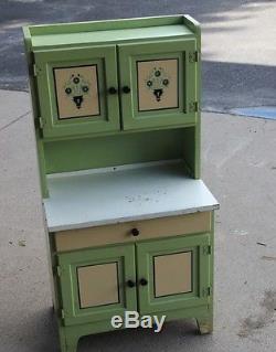 Antique Childrens Wood Hoosier Kitchen Cabinet- Salesman Sample
