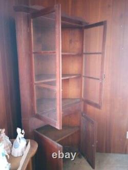 ANTIQUE Corner Cupboard 77 H x 38 W x sides 24 D Dark Wood 45331