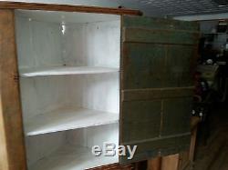 Antique English Pine Corner Cabinet Standing Or Hanging Large 45