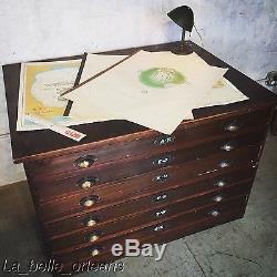ANTIQUE FLAT FILE CABINET LARGE! 3FT X 4FT. WITH 6 DRAWERS NO DIVIDERS. L@@k
