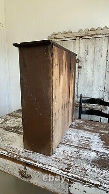 ANTIQUE FOLK ART 1800's 24 DRAWER APOTHECARY ORIGINAL GREY PAINT SQUARE NAILS