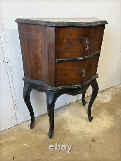 ANTIQUE French Italian burl wood cabinet 1800s bed side table stand