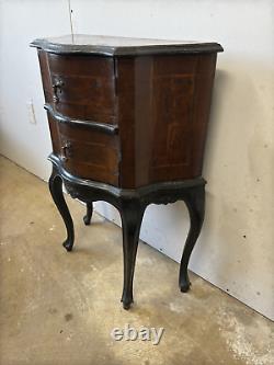 ANTIQUE French Italian burl wood cabinet 1800s bed side table stand