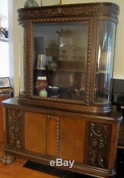 ANTIQUE GERMAN CARVED CREDENZA SIDEBOARD CHINA CABINET CUPBOARD Furniture