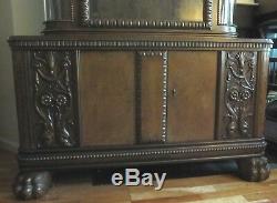 ANTIQUE GERMAN CARVED CREDENZA SIDEBOARD CHINA CABINET CUPBOARD Furniture