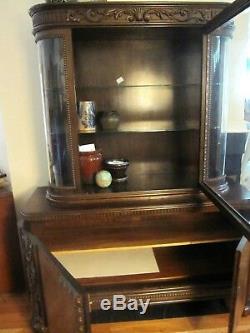 ANTIQUE GERMAN CARVED CREDENZA SIDEBOARD CHINA CABINET CUPBOARD Furniture