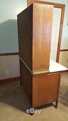 ANTIQUE HOOSIER CABINET WithENAMEL TOP, SIFTER, PRIMITIVE KITCHEN