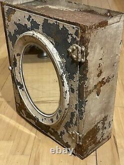 ANTIQUE INDUSTRIAL STEEL METAL MEDICINE CABINET with MIRROR Apothecary Steampunk