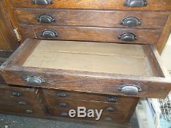 Antique Large Printer's Cabinet Unmarked 22 Drawers