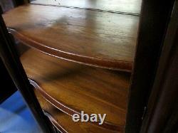 ANTIQUE OAK CURVED GLASS CHINA CUPBOARD WithBALL & CLAW FEET ESTATE AS IS BARGAIN