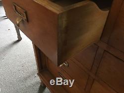 Antique Oak File Cabinet With Tambour Door