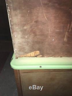 Antique Oak Hoosier Cabinet With Enamel Top, Sifter, Primitive Kitchen