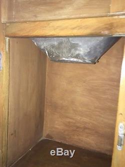 Antique Oak Hoosier Cabinet With Enamel Top, Sifter, Primitive Kitchen
